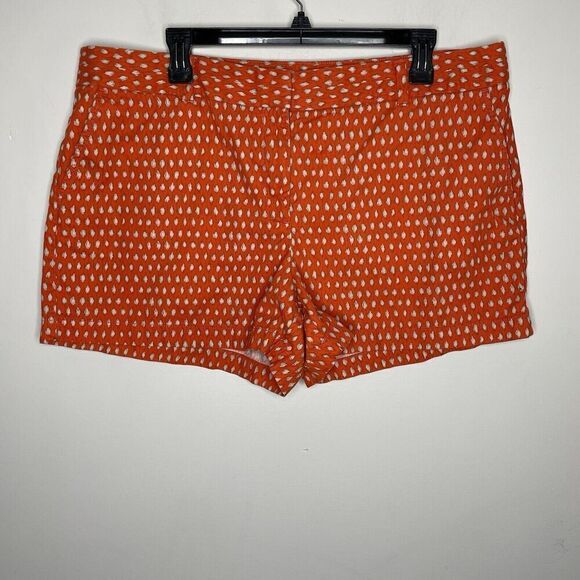 LOFT Pants - Ann Taylor LOFT Shorts Women 16 Orange Dot Flat Front Chino 100% Cotton